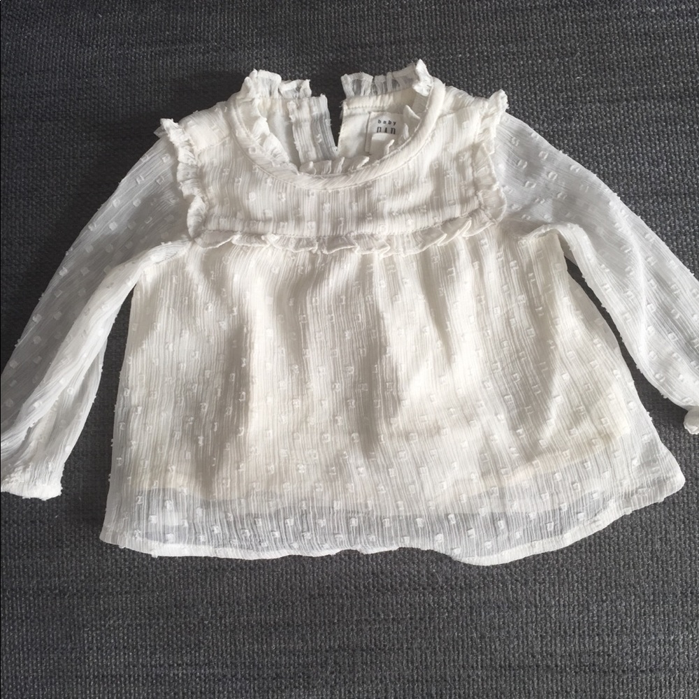 Adorable cream white chiffon long sleeve top